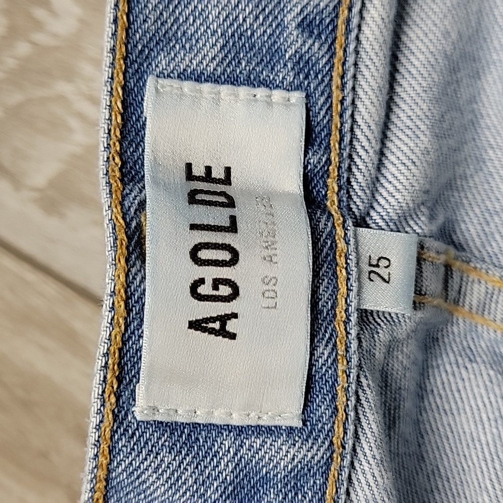 25 Agolde 90s Ripped Mid Rise Loose Fit Button Fly Distressed Jeans - Picture 5 of 6